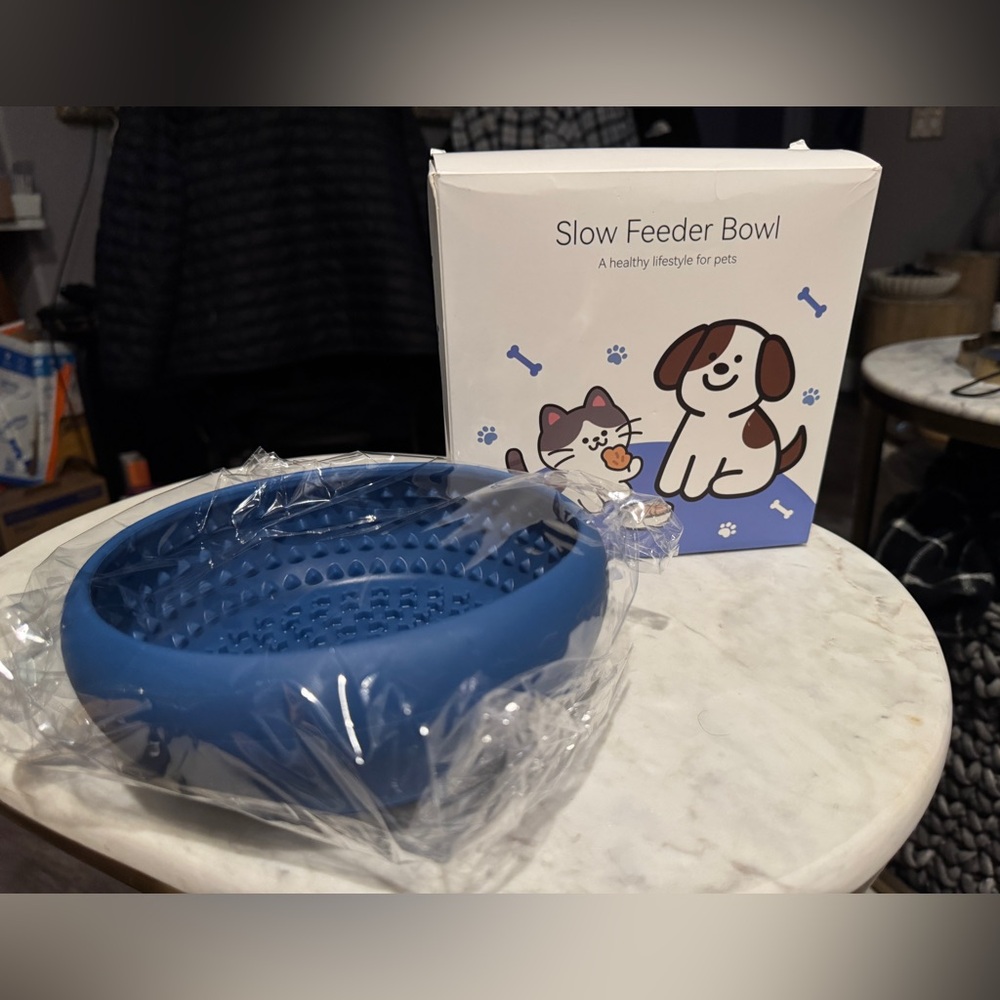 Slow-feeder silicone dog bowl